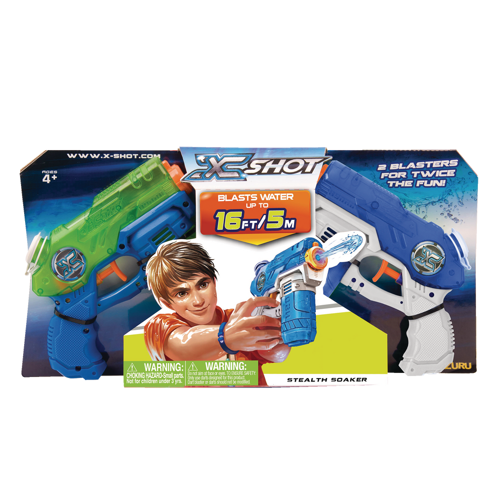 ZURU XShot Stealth Soaker Water Blaster, Kids' Outdoor Summer Water Toy, Age 4+, 2Pk