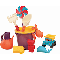 Sand Plastic Mold Toy Set with Bucket, Multi-Coloured, Assorted, 11-pk, Ages 2+, for Summer/Beach Activities Composite_or_Mixed