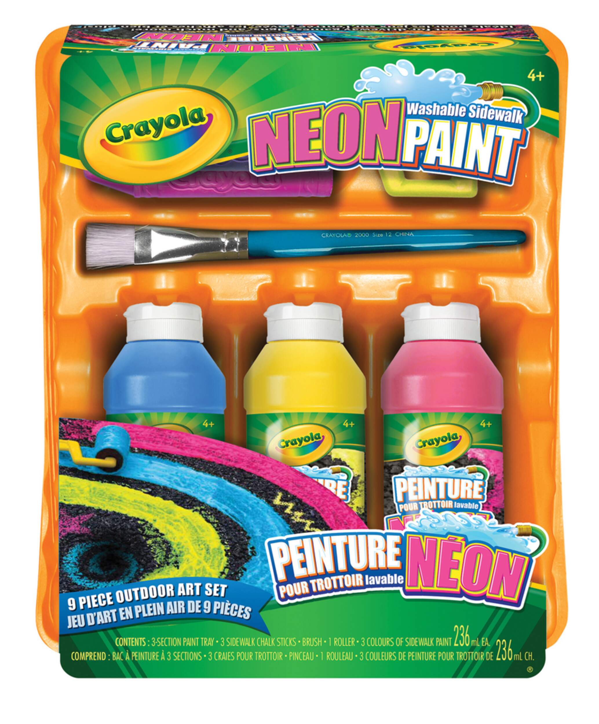 Plateau de peintures fluorescentes pour le trottoir Crayola Front_Flat