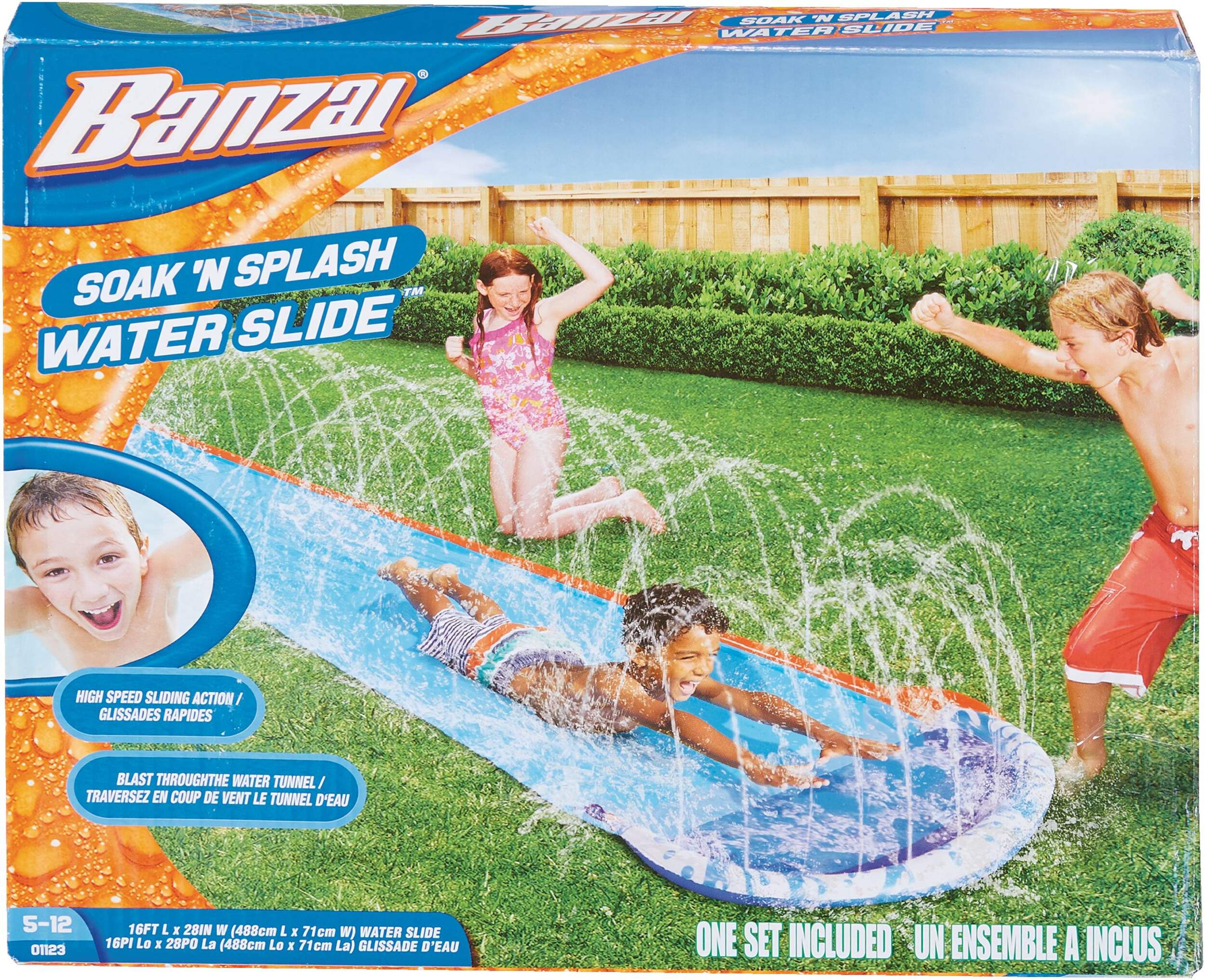 Banzai Inflatable Soak N' Splash Slip & Slide w/ Sprinkler Kids' Water