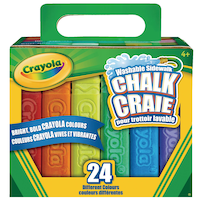 Crayola Bright Colours Sidewalk Chalk Set, Multi-Coloured, 24-pk, Ages 4+, for Summer/Lawn Activities Front_Elevated
