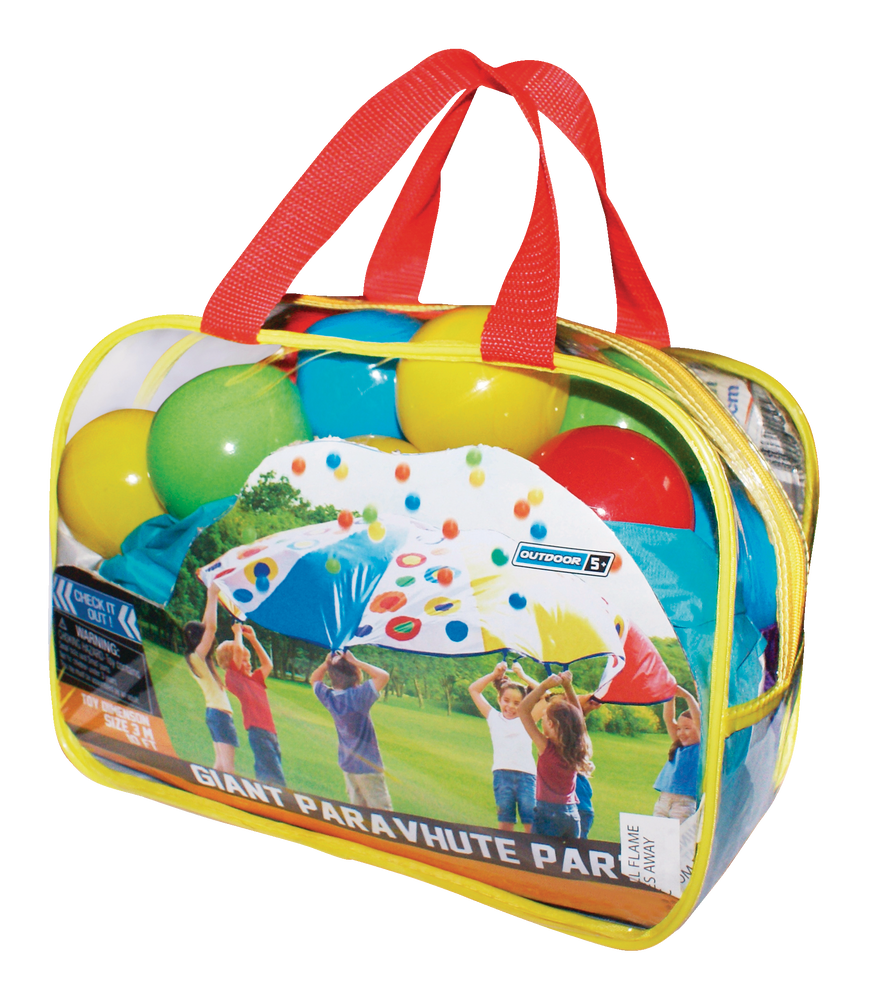 Kids' Giant MultiColour Parachute & Ball Toy Set, Indoor/Outdoor, 12