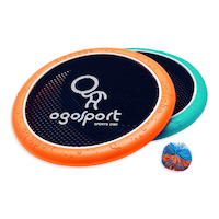 OgoDisk Mini 2-Player Bouncy Flying Disc Frisbee & Koosh Ball Set, Blue/Orange, 3-pk, Ages 8+, for Summer/Backyard Activities