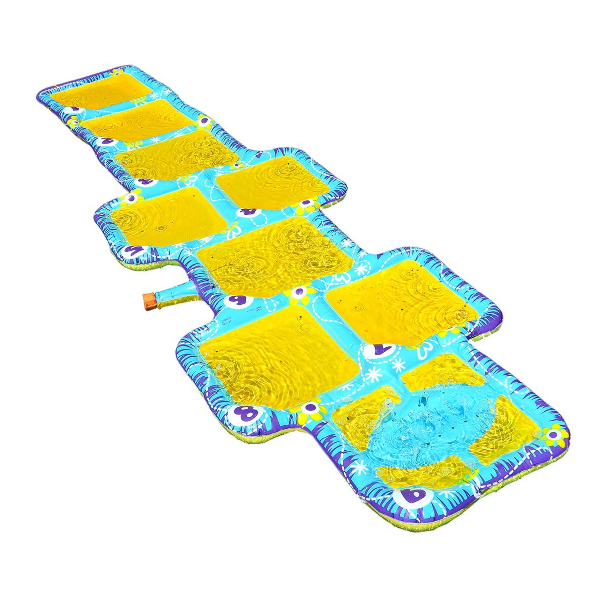 Banzai Kids' Aqua Blast Hopscotch No-Slip Water Splash Pad & Sprinkler w/ Markers, Age 3+ Front_Angled_Right