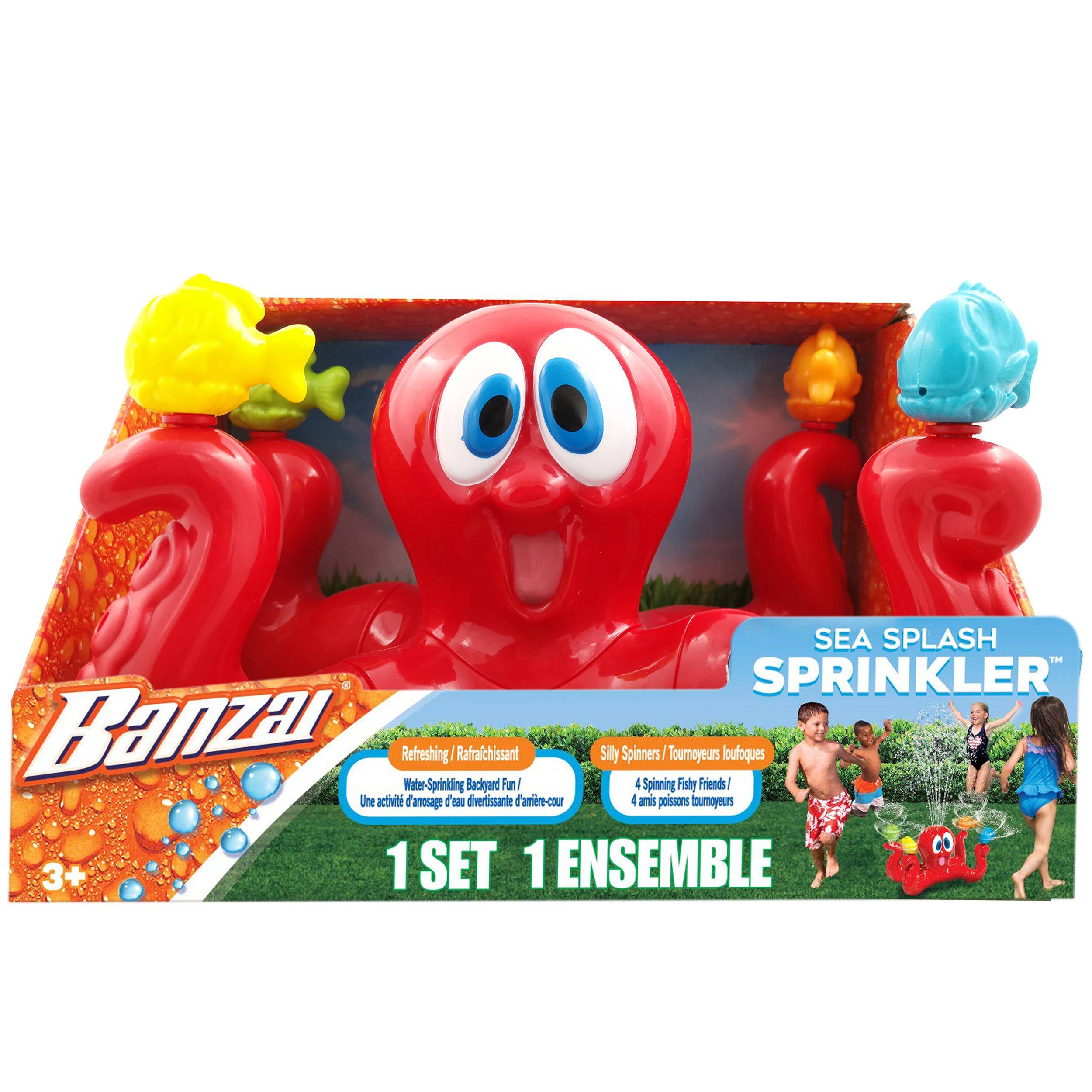 Octopus Spinning Sea Splash Water Sprinkler, Red, 5.5-in