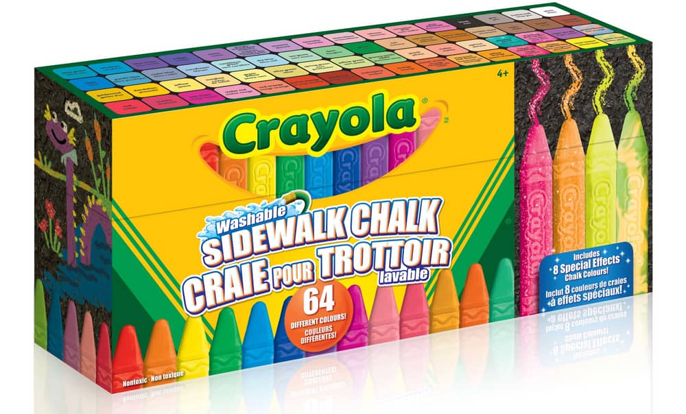 48 Pieces in bright Colours Crayola Sidewalk Washable Anti-Roll Coloured Chalks 