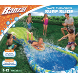 Wave Trasher Surf Water Slide with Body Board, Blue/Green, 13-ft, Ages 5+, for Beach/Pool Fun Activities Front_Flat