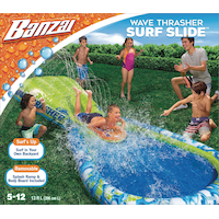 Wave Trasher Surf Water Slide with Body Board, Blue/Green, 13-ft, Ages 5+, for Beach/Pool Fun Activities