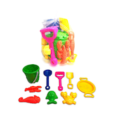 Sand Plastic Mold Toy Set with Bucket, Multi-Coloured, 9-pk, Ages 2+, for Summer/Beach Activities Composite_or_Mixed