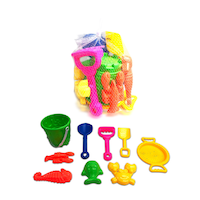 Sand Plastic Mold Toy Set with Bucket, Multi-Coloured, 9-pk, Ages 2+, for Summer/Beach Activities Composite_or_Mixed