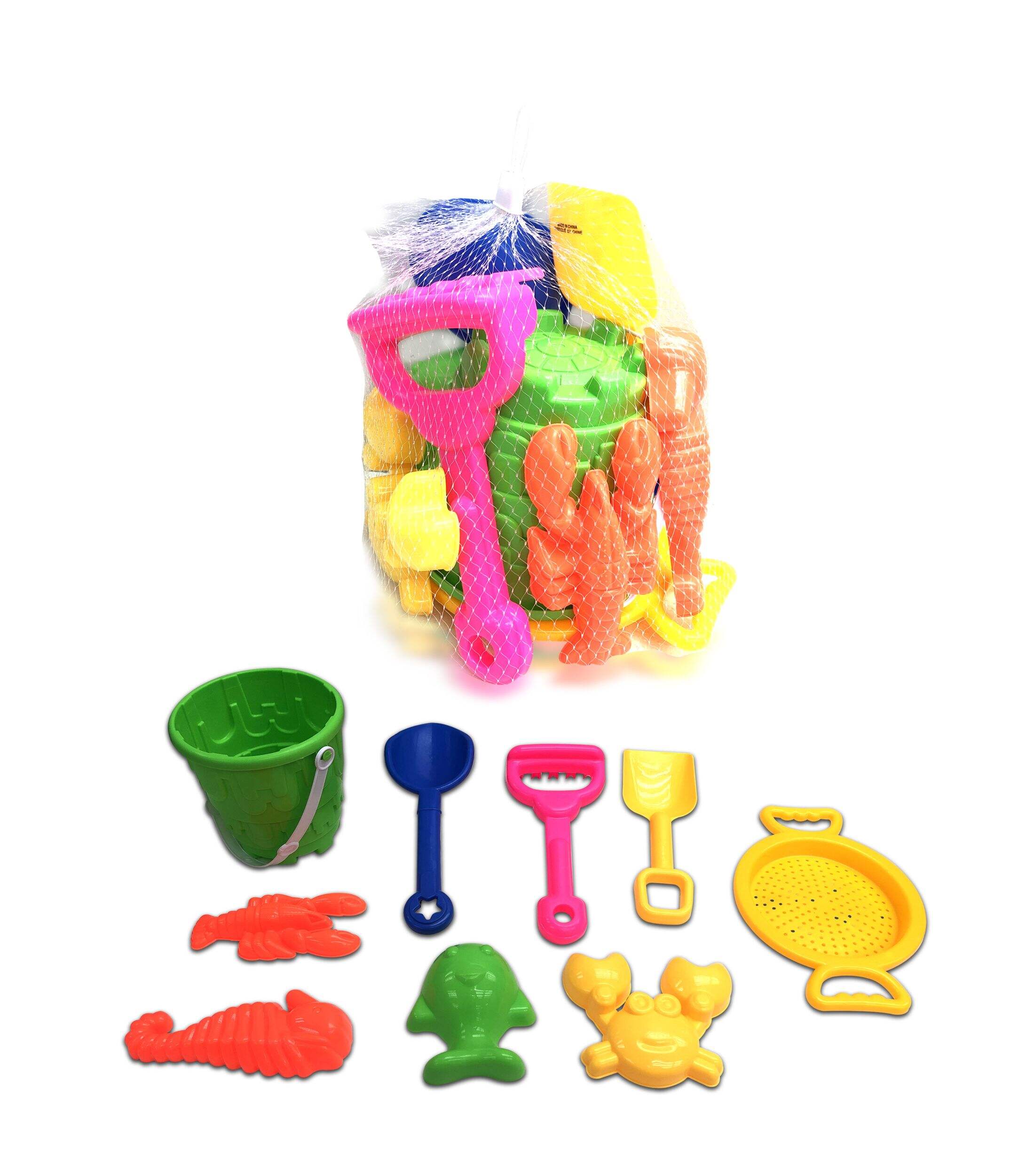 Agglo Kids' Beach Sand Toy Play Set w/ Bucket, Sieve, Molds, Shovel & Rake, Age 2+, 9Pc