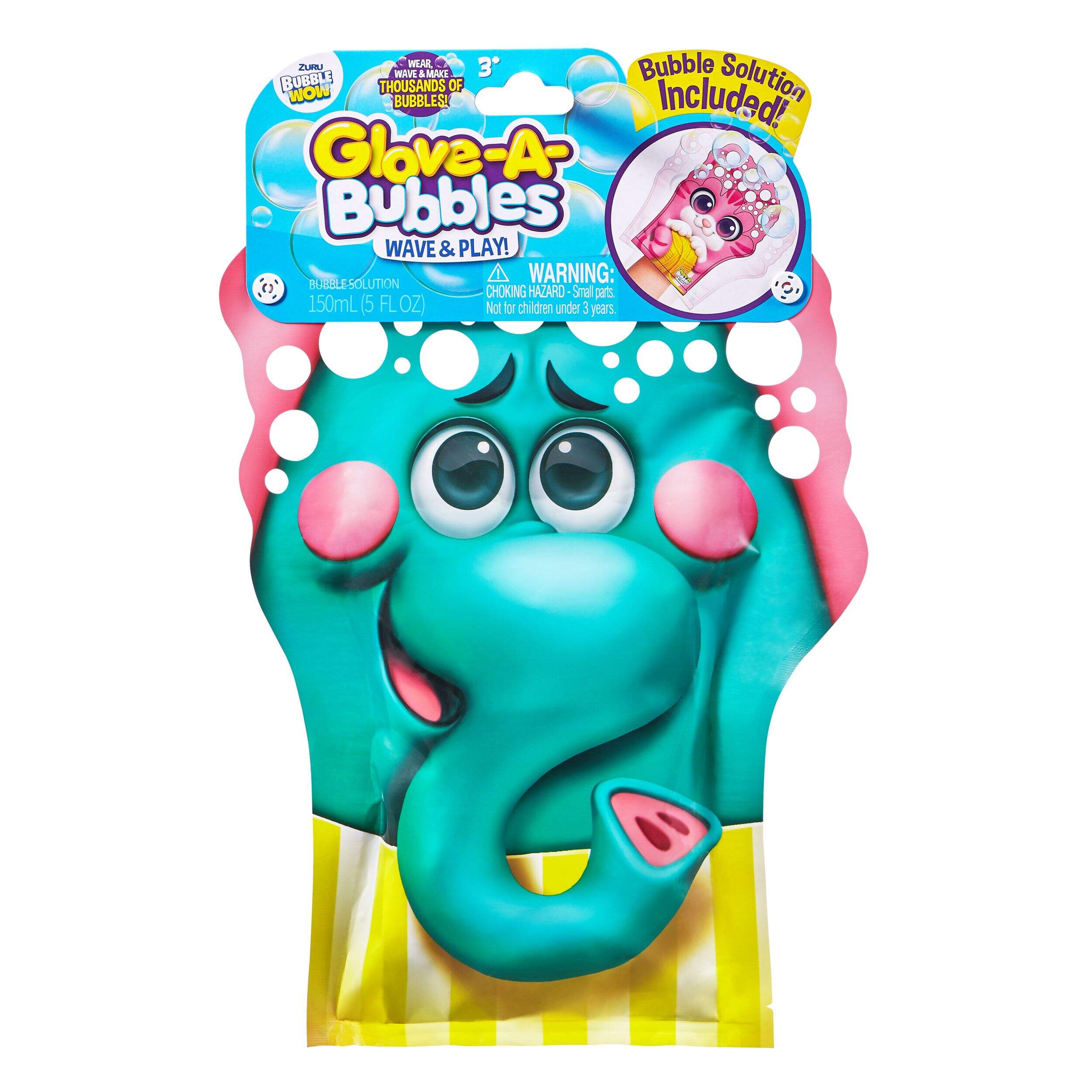Bubble Wow Kids' Wave & Play Glove-A-Bubbles Blower/Maker Solution, Multi-Coloured, Assorted, Ages 3+, for Summer/Backyard Activities Front_Flat