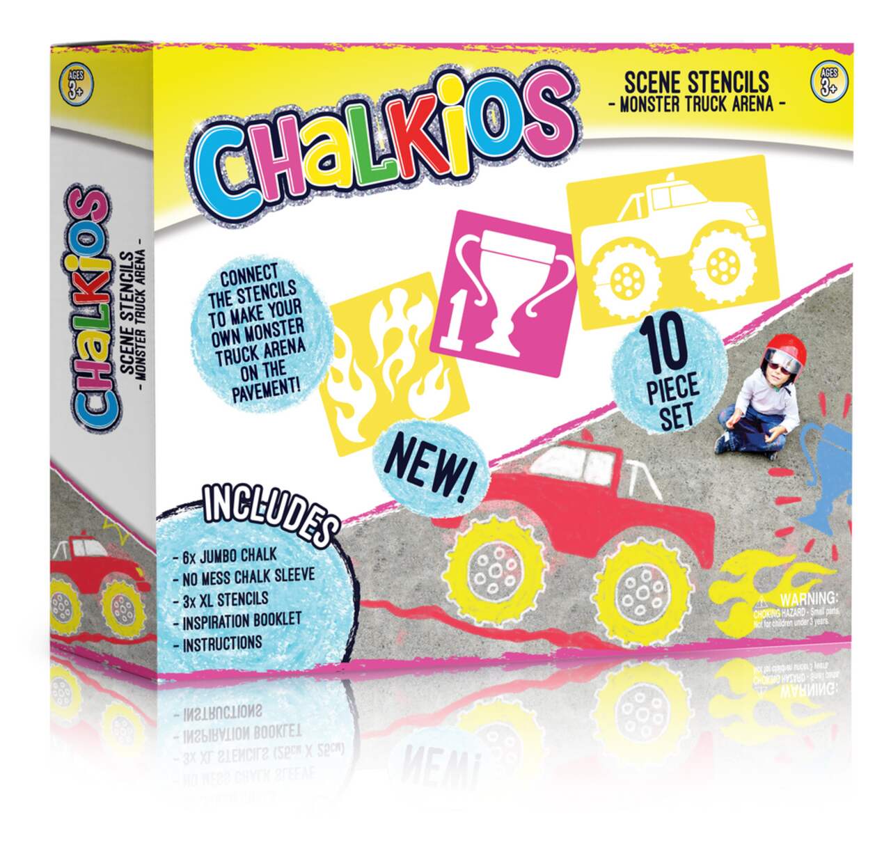 Chalkios Kids' Scene Stencils & Jumbo Chalk Art Set, Forest/Trucks
