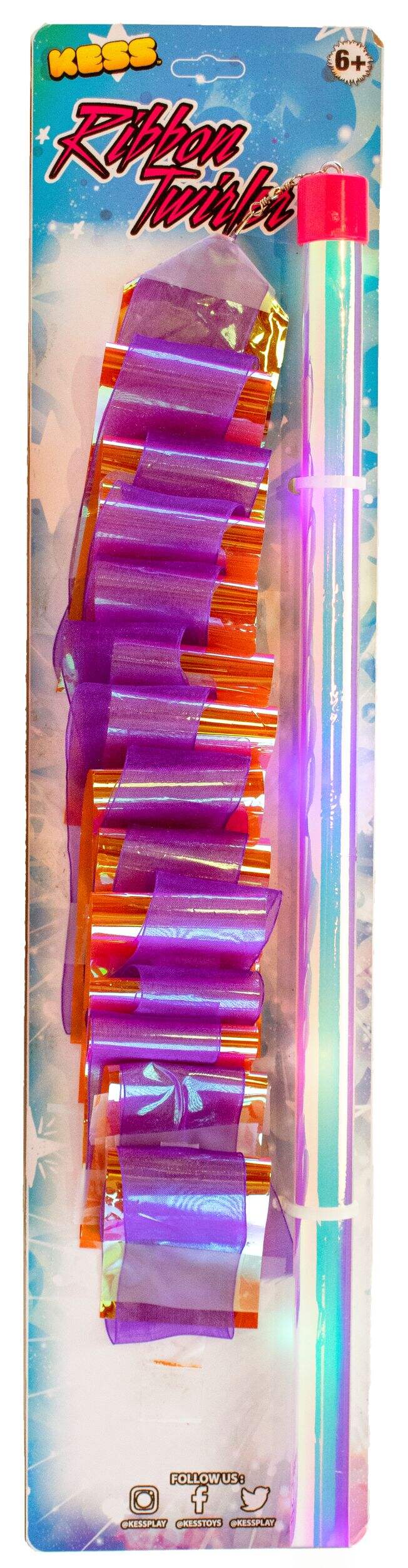 Kess Kids' RIbbon Twirler LED Light-Up Baton Toy For Dance & Rhythmic Gymnastics, Age 6+ Front_Flat