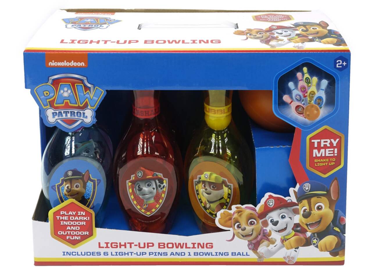 Nickelodeon Paw Patrol LED Light Up 6 Pin Bowling Set Kids Toy