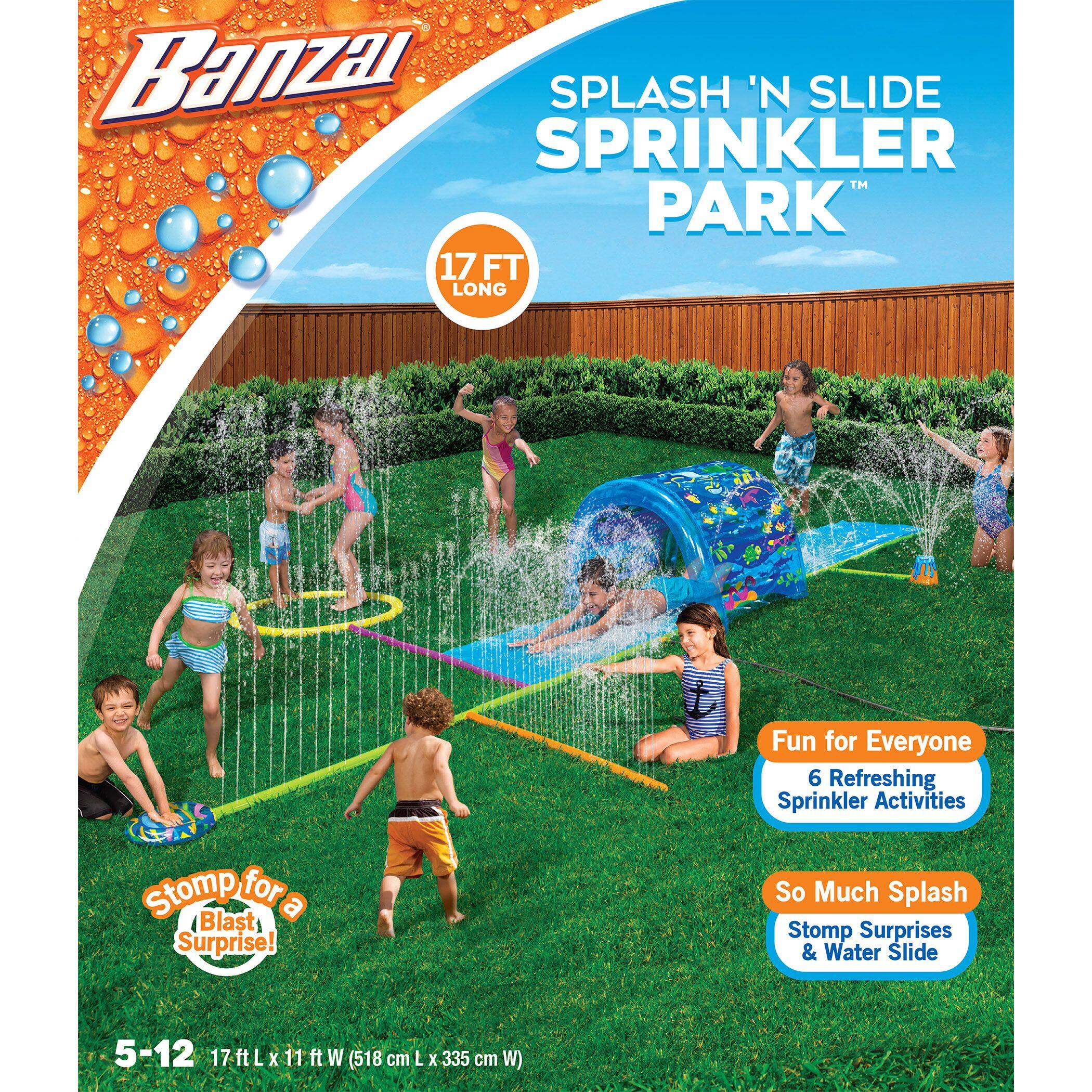 Banzai Splash 'N Slide Sprinkler Park, Kids' Outdoor Summer Water