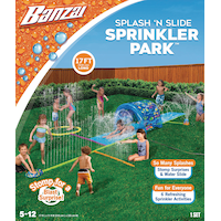 Inflatable Splash ¿N Slide Water Sprinkler Park, Blue, 17-ft, Ages 5+, for Beach/Pool Fun Activities