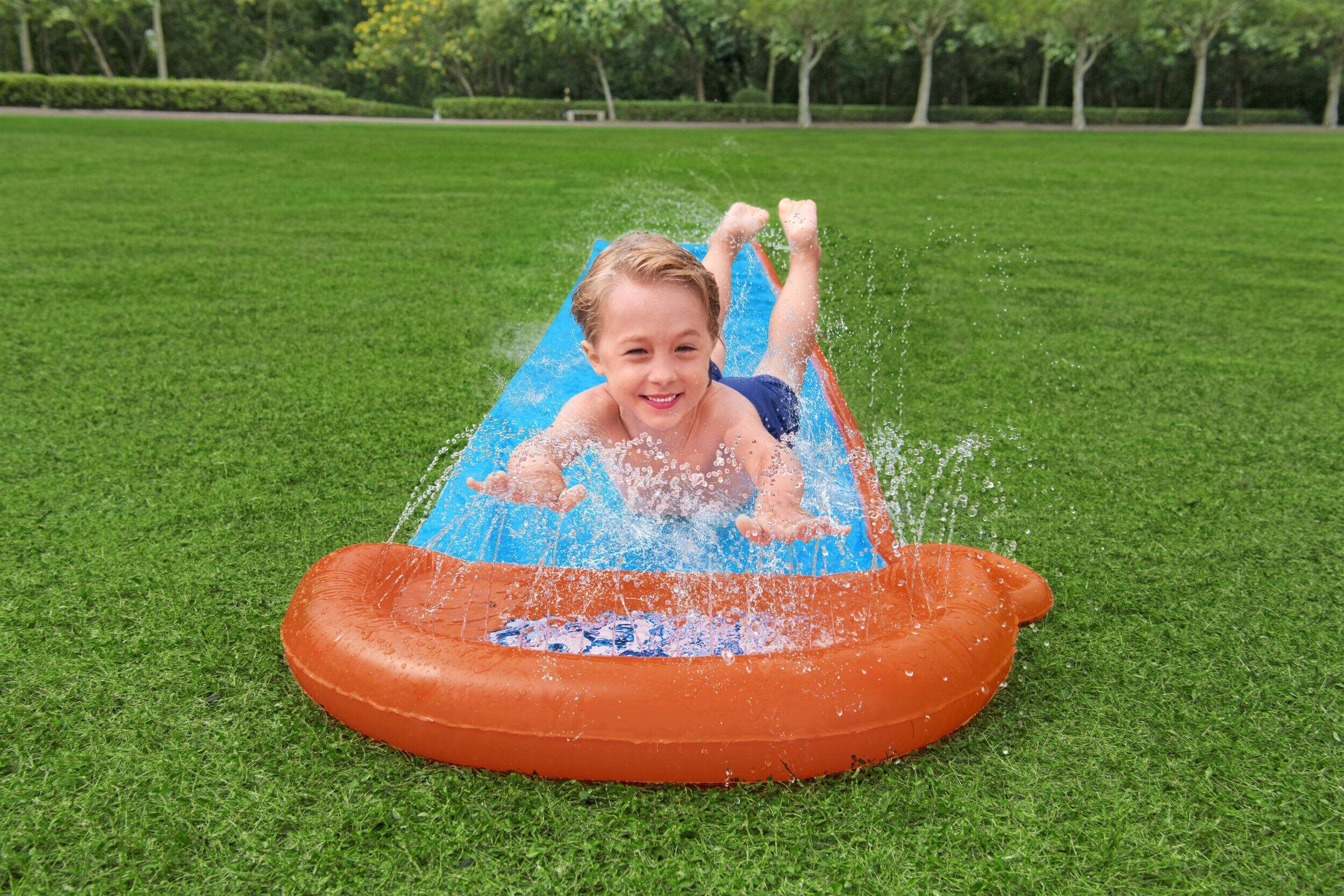 Bestway Single Water Slide w/ Builtin Sprinklers, 16ft, Ages 3