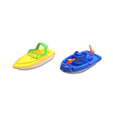 Floating Plastic Boat Water Toy, Yellow/Blue, Assorted, Ages 2+, for Summer/Beach Activities Front_Three_Fourths_Angled_Left