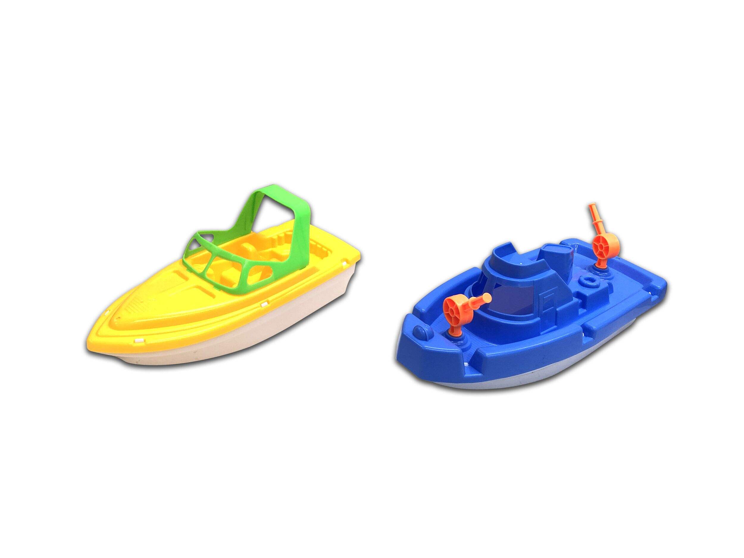 Floating Plastic Boat Water Toy, Yellow/Blue, Assorted, Ages 2+, for Summer/Beach Activities Front_Three_Fourths_Angled_Left