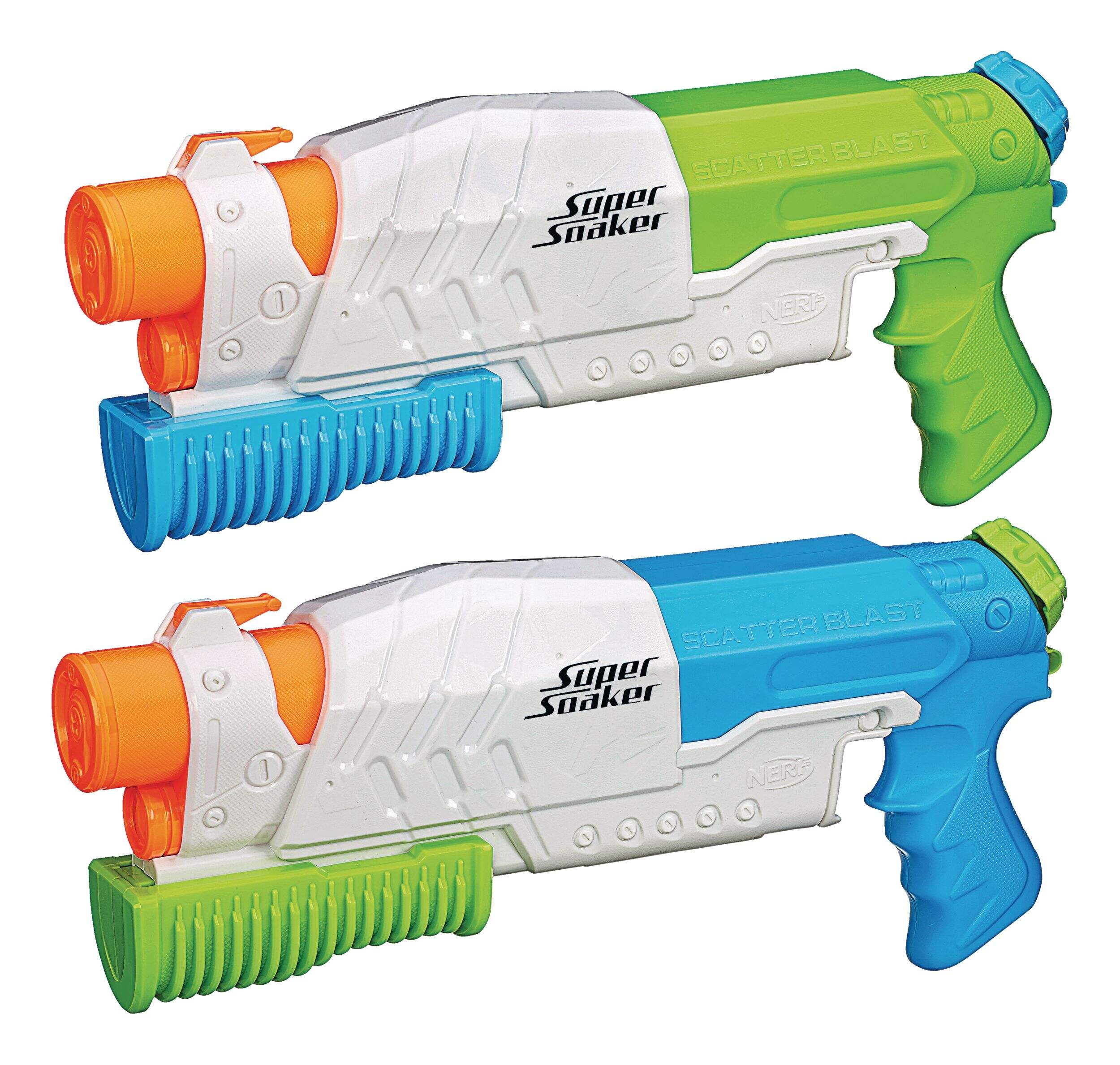 NERF Super Soaker Scatter Blast Water Blaster Set,  Outdoor Summer Water Toy, Age 6+, 2-Pk Front_Angled_Right