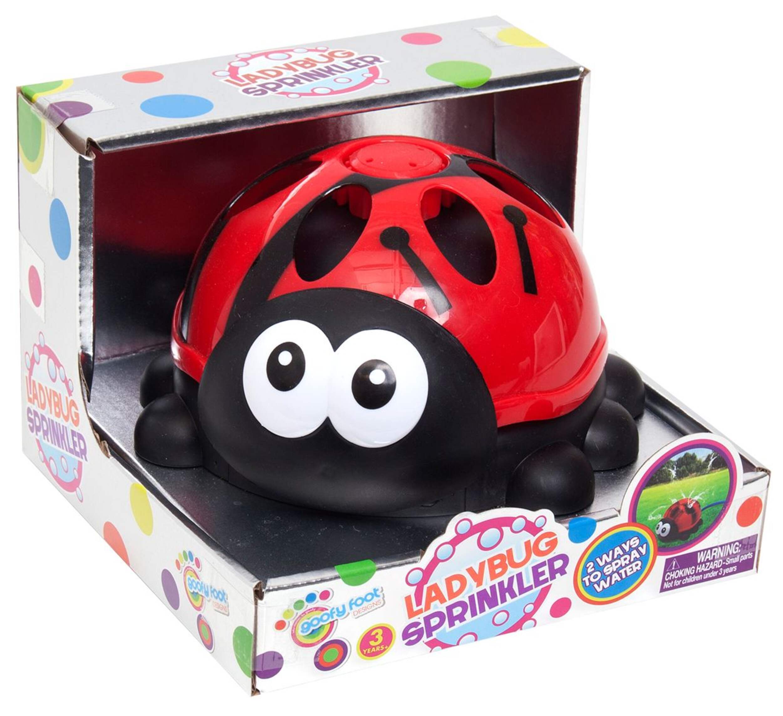 Goofy Foot Cute Lady Bug Sprinkler for Outdoor Play, Water Spray Toy, Ages 3+ Front_Three_Fourths_Angled_Right