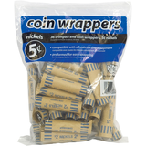Paper Tube Coin Roll Wrappers, Nickels, 36-Pack, Compatible With Coin Sorting Equipment Front_Flat