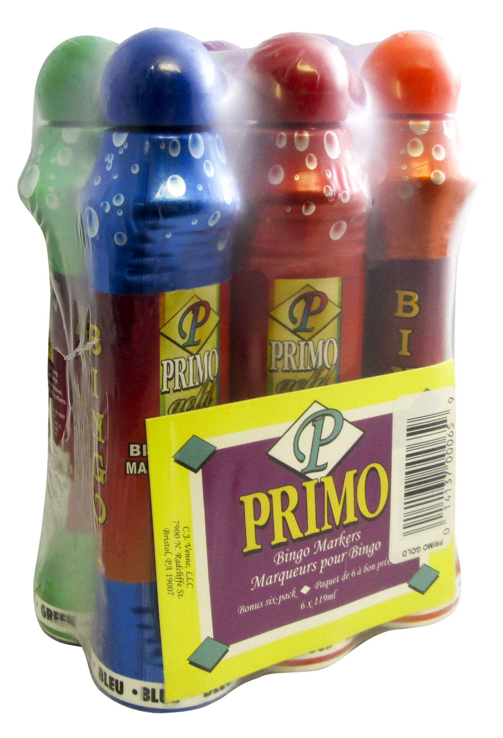 Marqueur de bingo à encre dorée lustrée et parfumée Primo, sans fuite, paq. 6, 12 ans et plus Front_Angled_Right