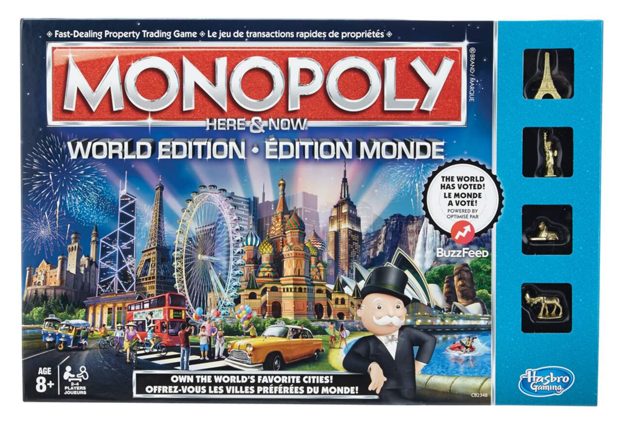 Monopoly Voyage autour du monde, jeu de societe, dès 8 ans bleu