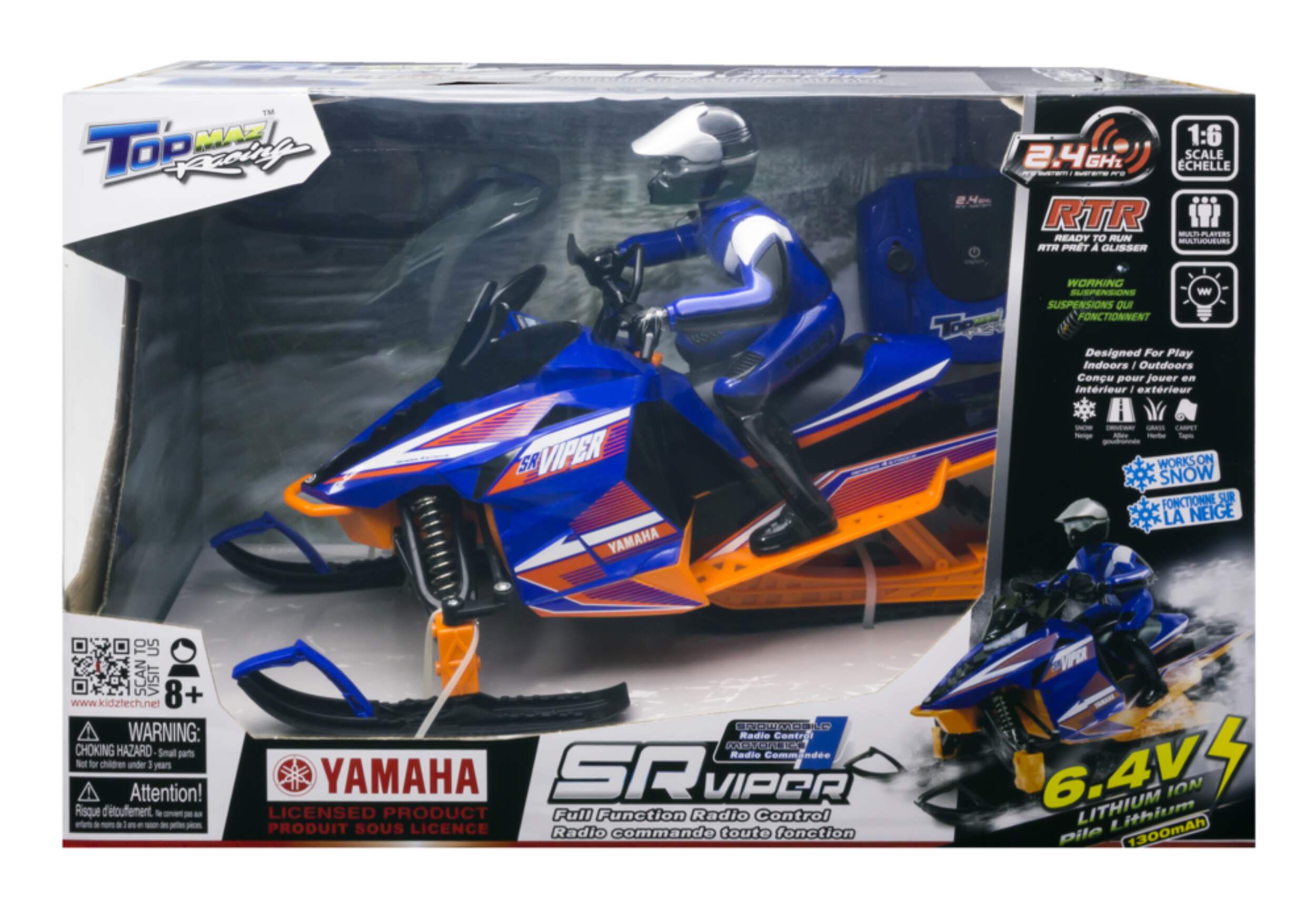 RC Yamaha 16 Scale Indoor/Outdoor Remote Controlled Snowmobile Toy