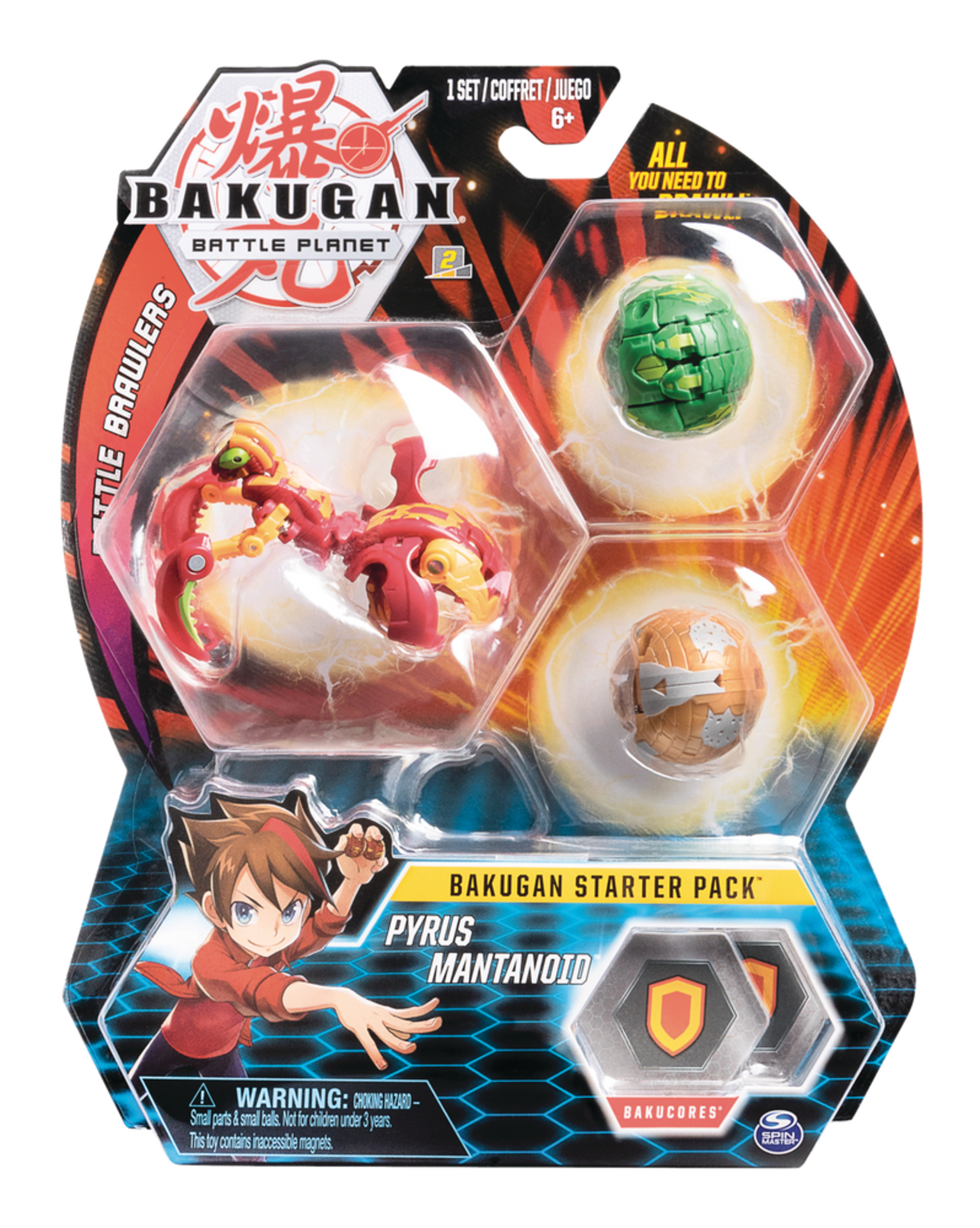 Bakugan Starter Pack Transforming Creature Action Figure Toy (3-Pack), Assorted, Age 6+ Front_Elevated