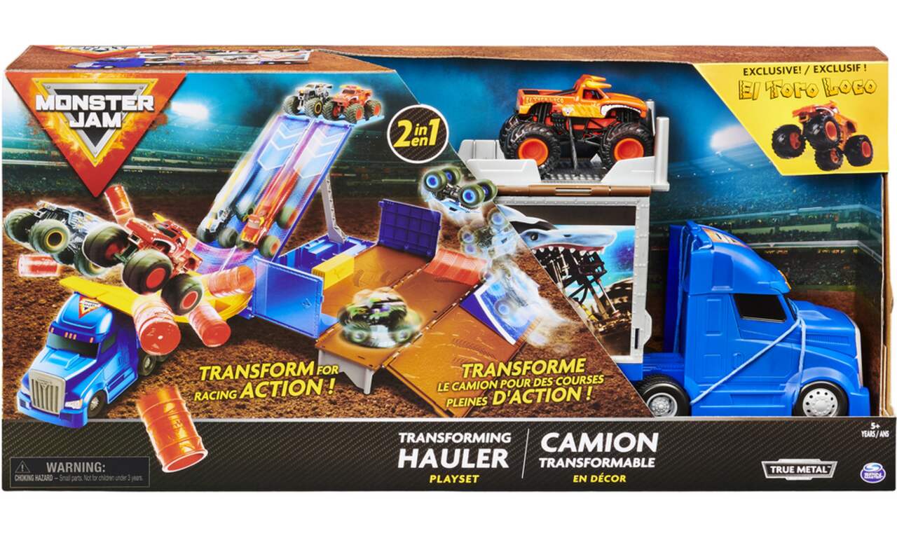 Monster Jam 2-In-1 Transforming Hauler Playset w/El Toro Loco Die