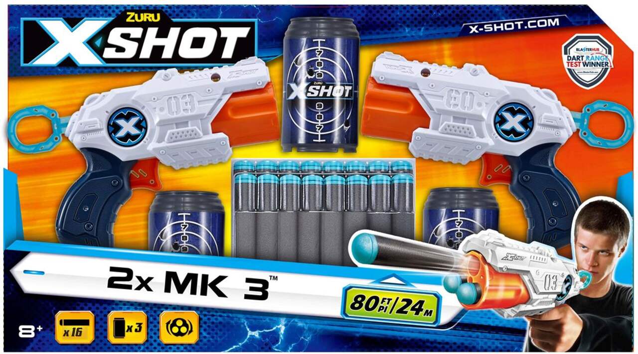 Pistolets à fléchettes en mousse ZURU X-Shot MK 3 avec 16