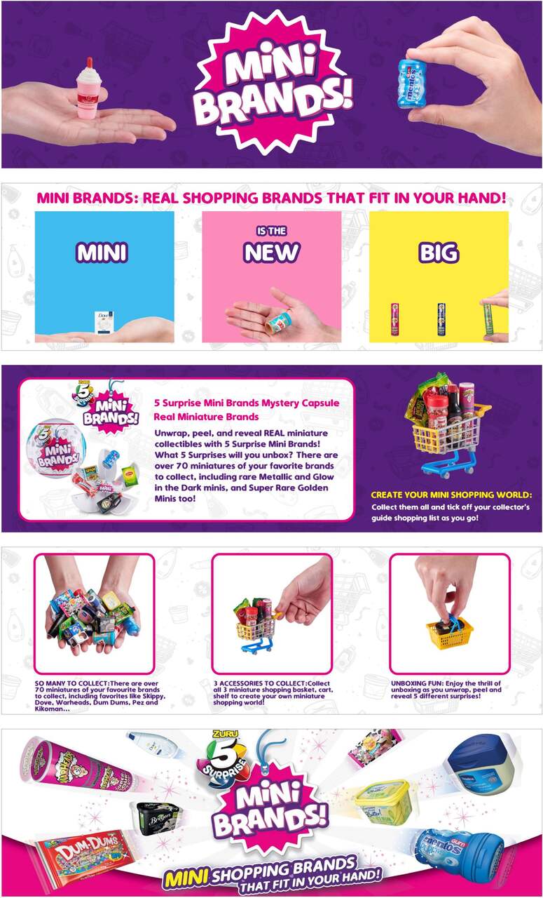 ZURU 5 Surprise Mini Brands Mystery Capsule Toy w/Collectibles For Kids,  Ages 4+