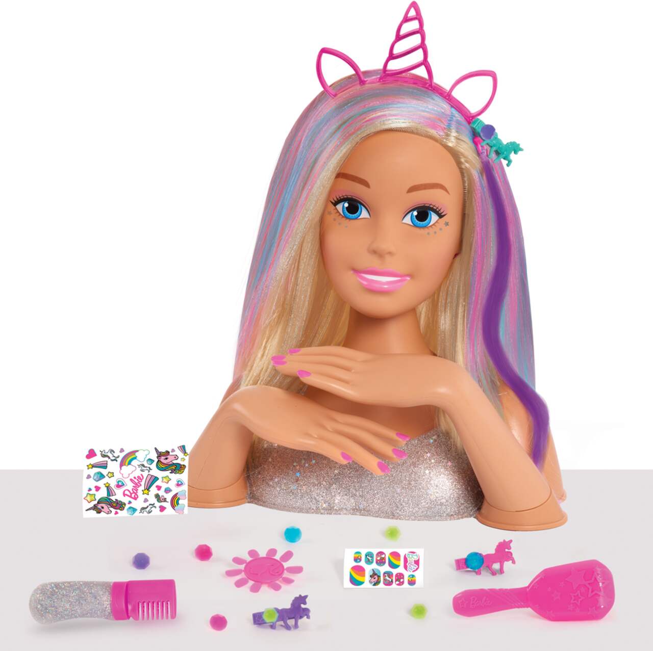 Barbie Coffret Extension Cuisine Avec Poupée Et Garde-Manger, Plus De 30  Accessoires, Meubles Maison De Poupée, Feuille Stickers Nourriture, Jouet