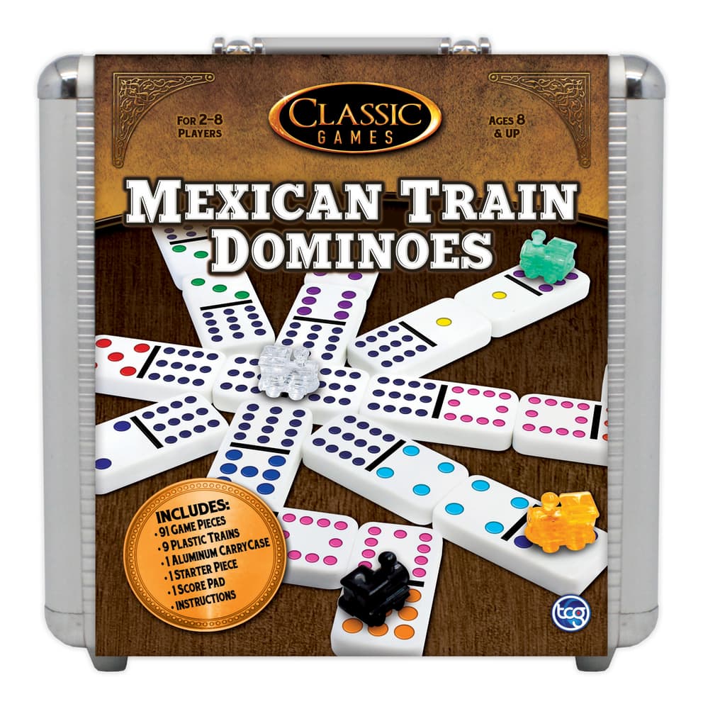 Classic Games Mexican Train Dominos Game Set In Aluminum Carrying Case   Mexican Train Dominos Cc147fce 06a4 439e A528 77d7d11e37c1 