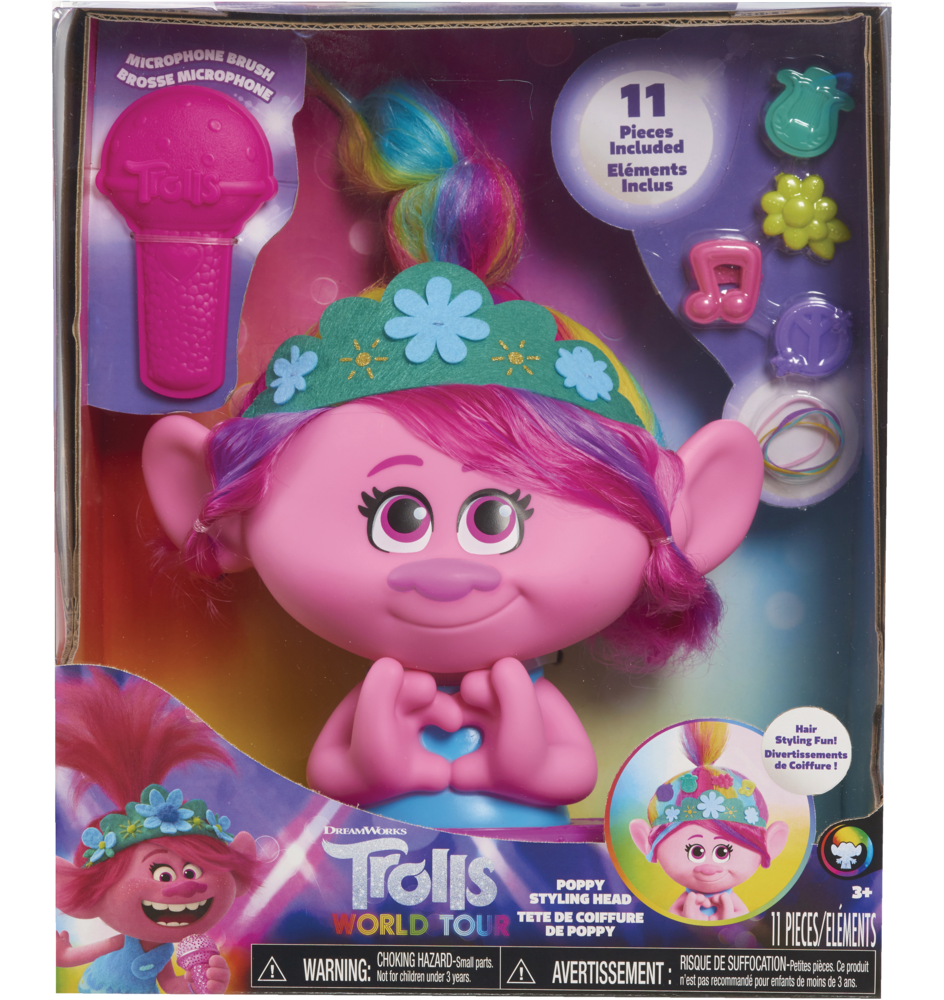Details about   New In Box Trolls Hair In The Air Poppy Lights Sounds Style Poppy’s Hair 14” 