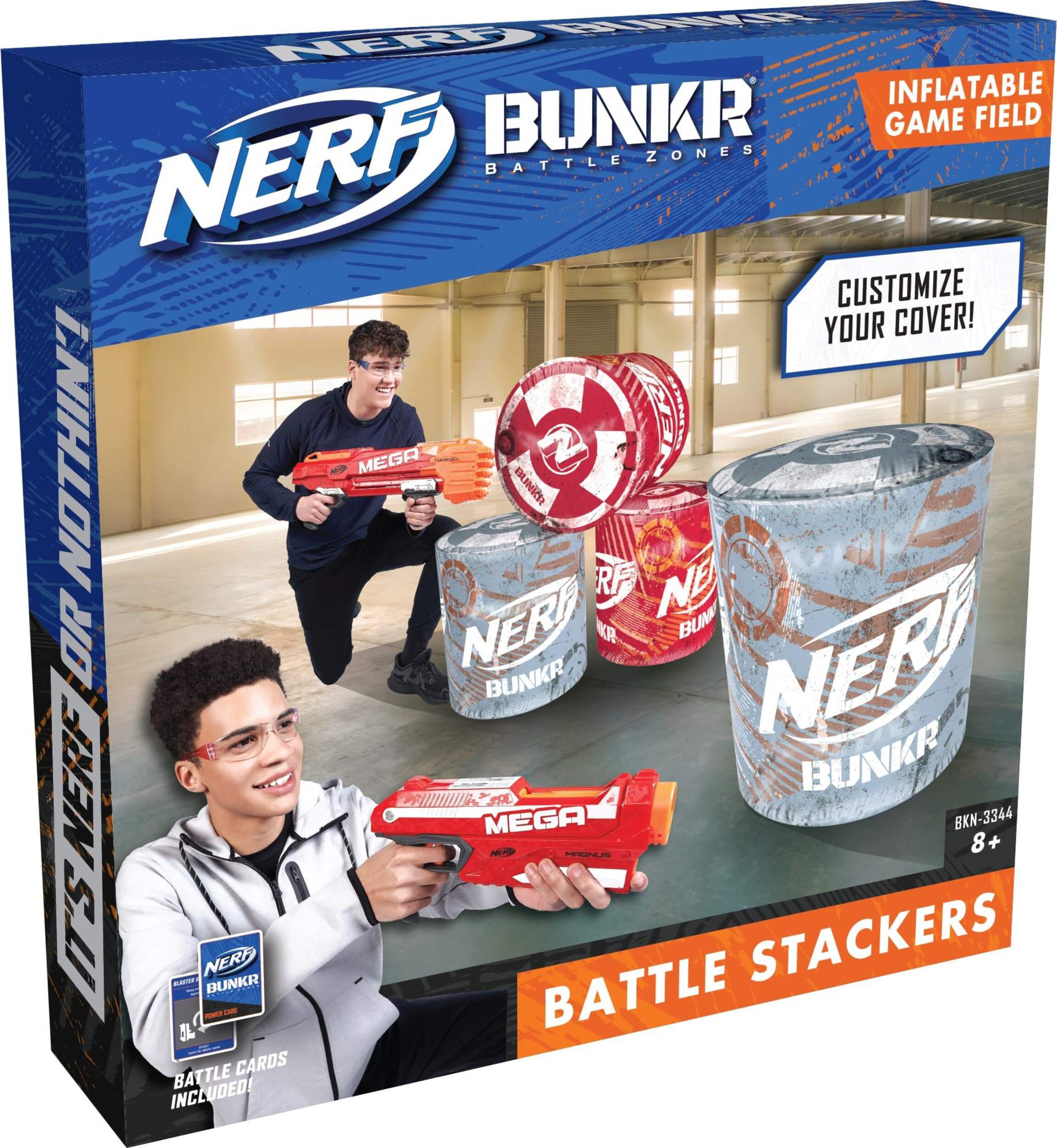 NERF BUNKR Battle Stackers Inflatable Battlezone Set For Game Play & Target Practice Front_Angled_Right