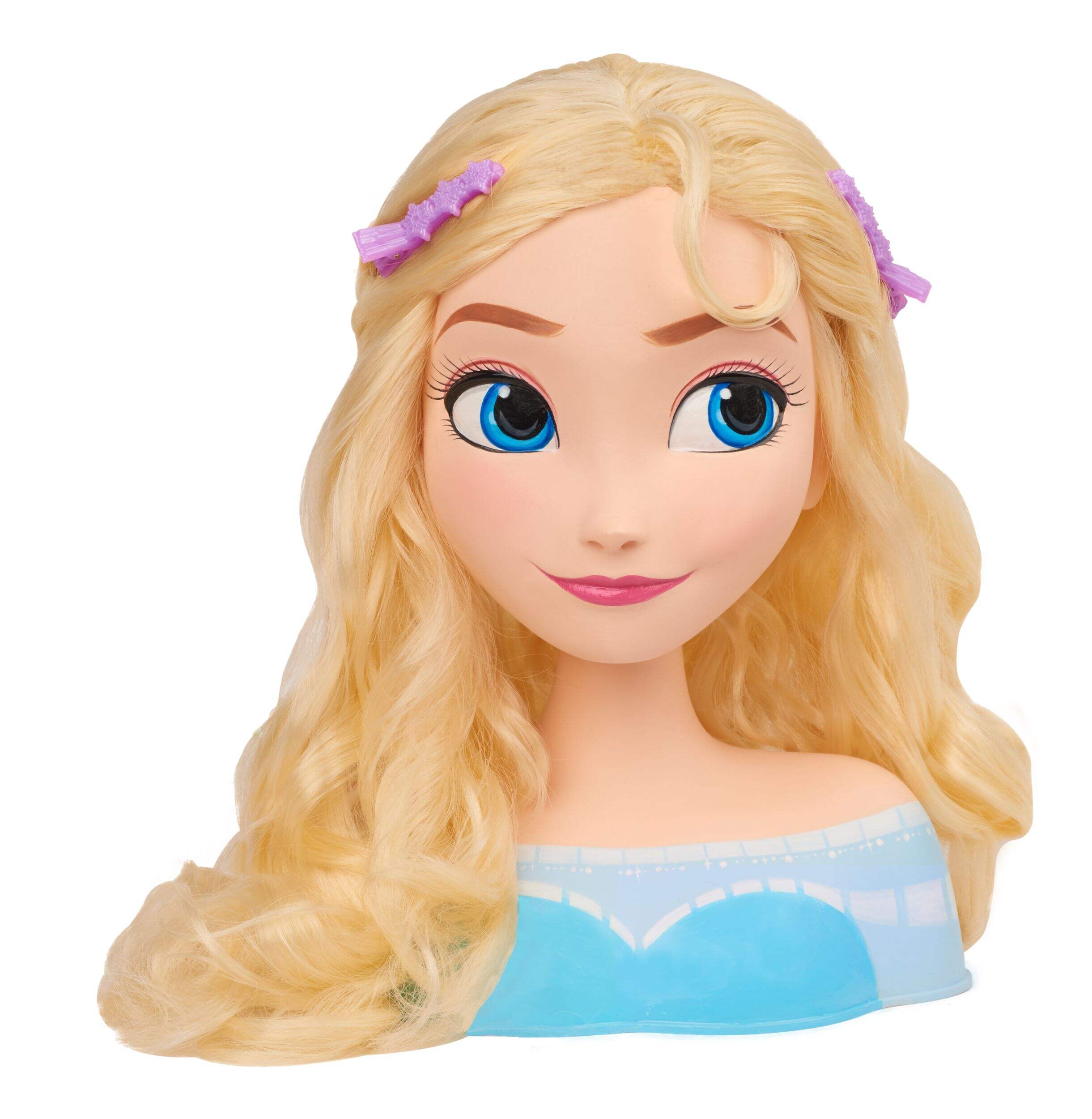 Tête à coiffer Disney La Reine des neiges Elsa avec 14 accessoires pour coiffer et tresser, 3 ans et plus Front_Flat