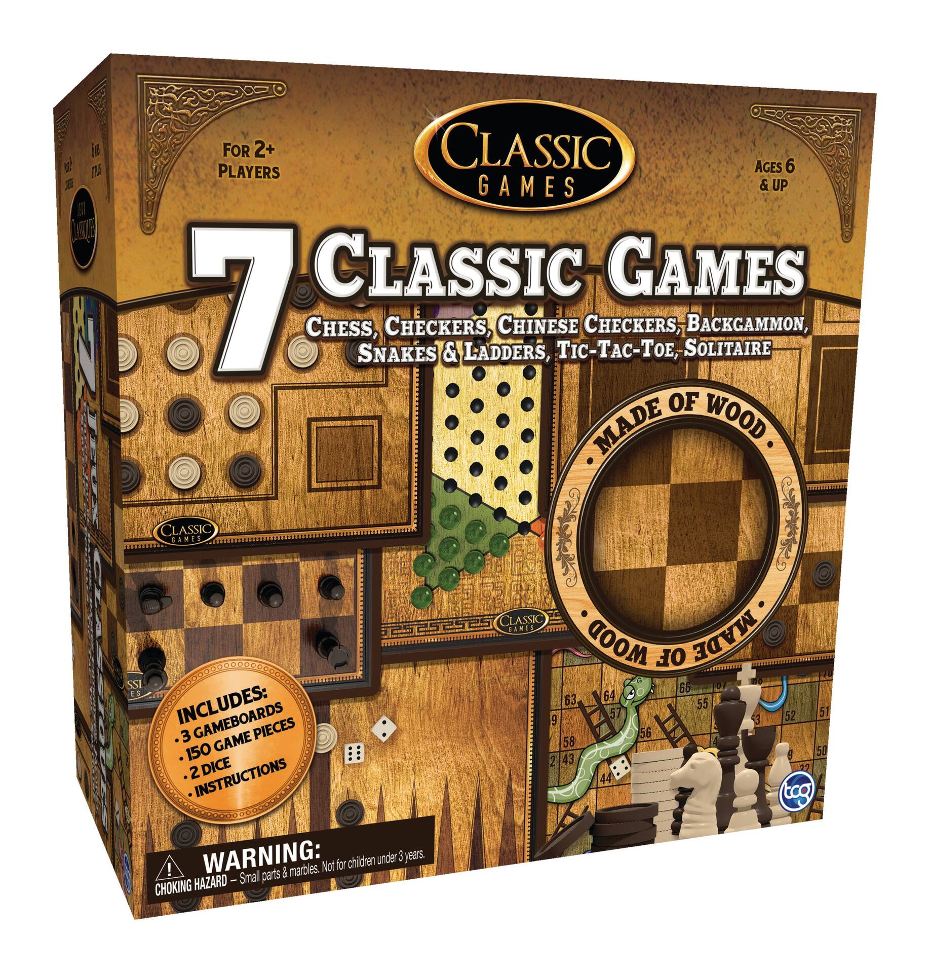 TCG Toys 7-in-1 Classic Wood Board Games Set, Ages 6+ | Canadian Tire