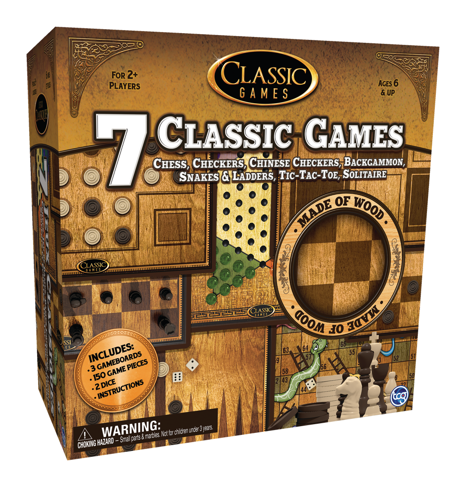 Tcg Toys 7 In 1 Classic Wood Board Games Set Ages 6 Canadian Tire