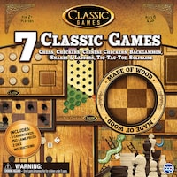 TCG Toys 7-in-1 Classic Wood Board Games Set, Ages 6+