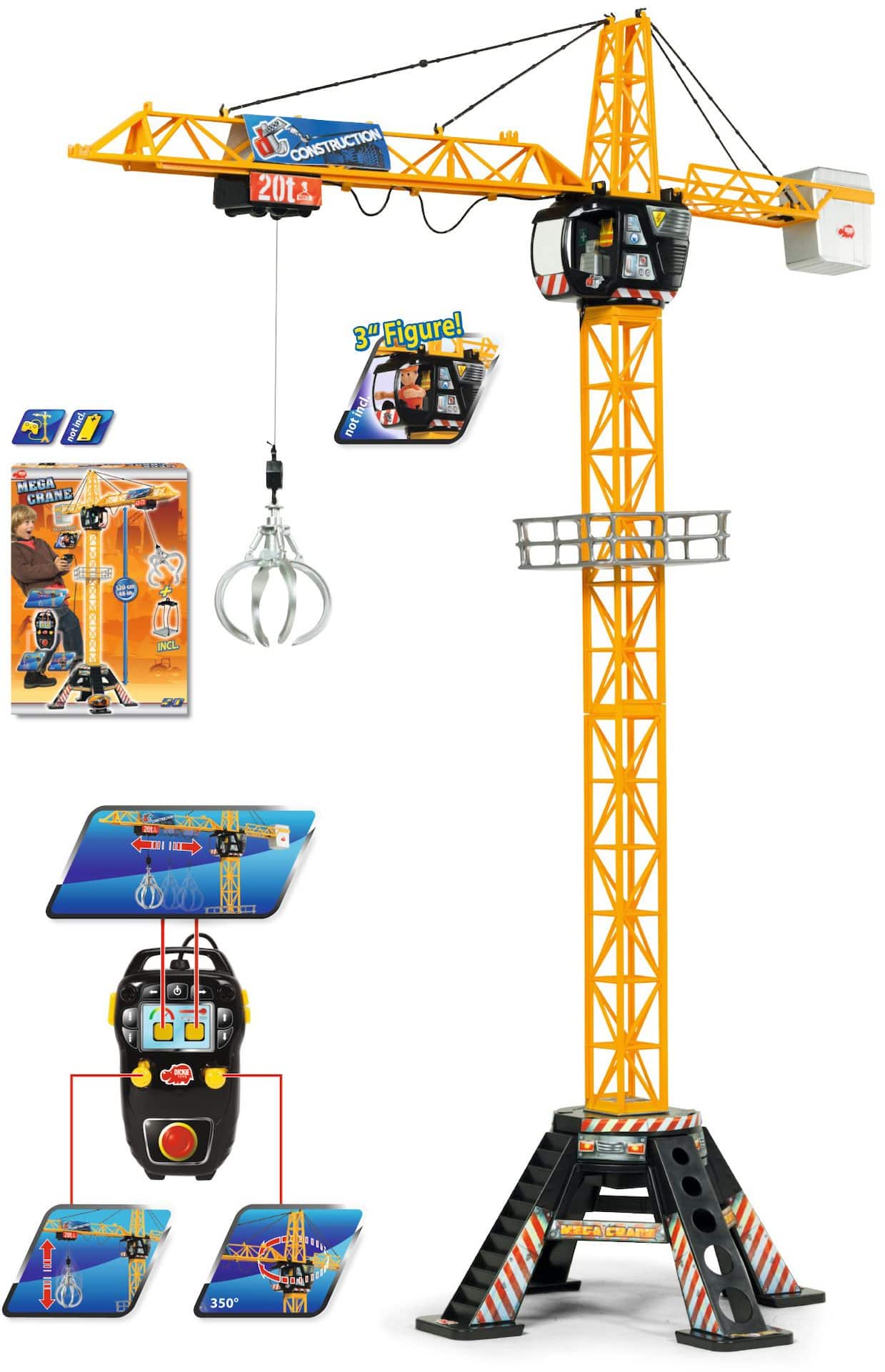 Dickie Toys Construction Motorized Mega Crane Toy Playset For Kids