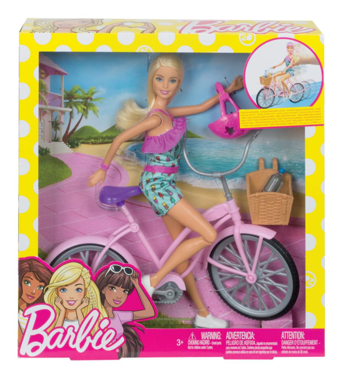 Mattel Barbie Doll Bike Playset Toy w Real Working Pedals Wheels Ages 3 Canadian Tire