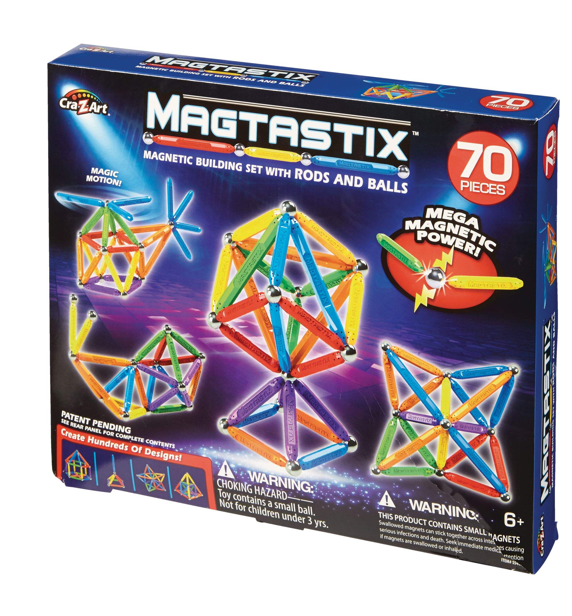 Cra-Z-Art Magtastix™ Magnetic Building Construction Set For Kids, 70 pc, Ages 6+ Front_Angled_Left
