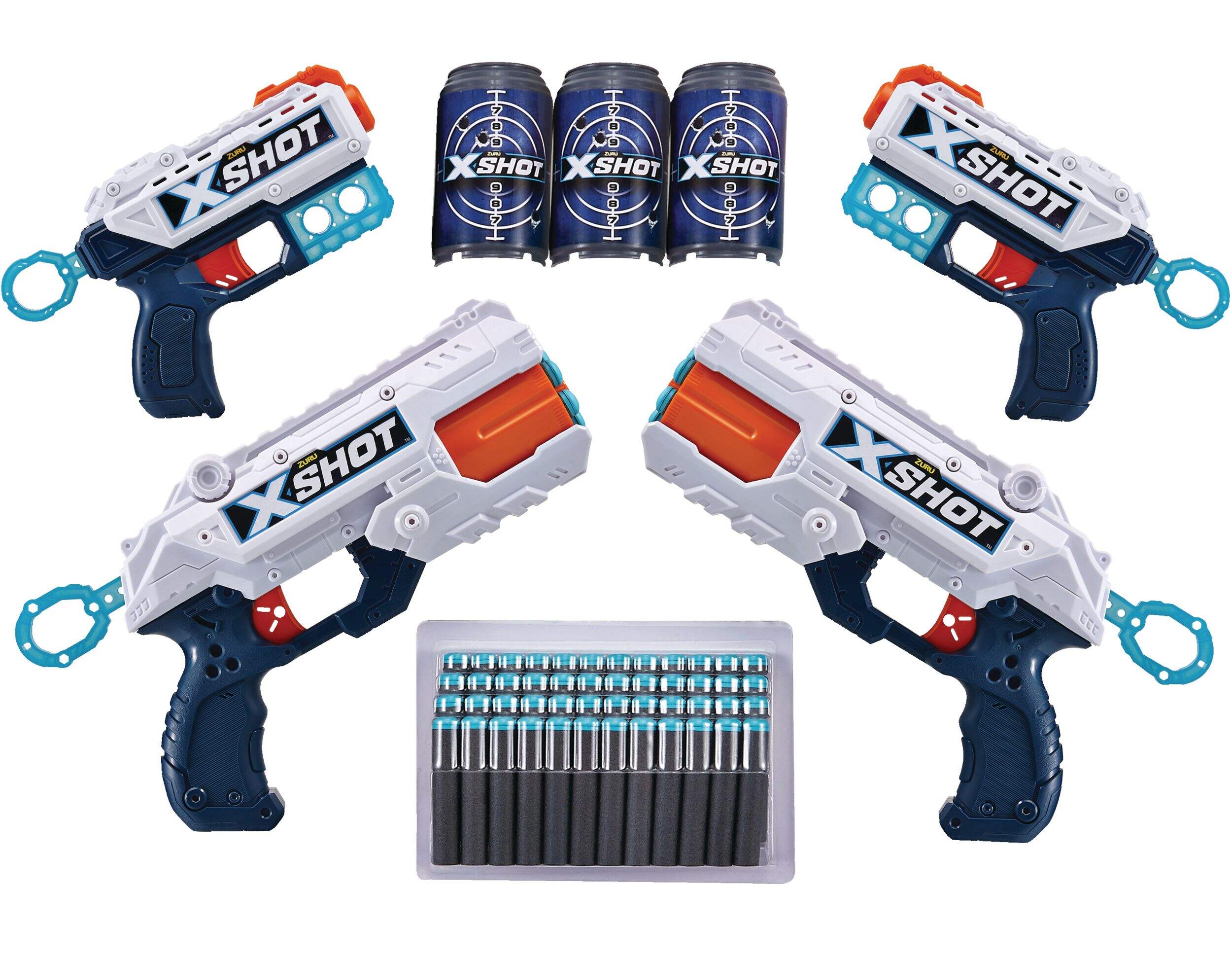 ZURU X-Shot Excel Double Kickback Foam Dart Blaster Combo Pack (48 Darts, 3 Cans), Age 8+ Composite_or_Mixed