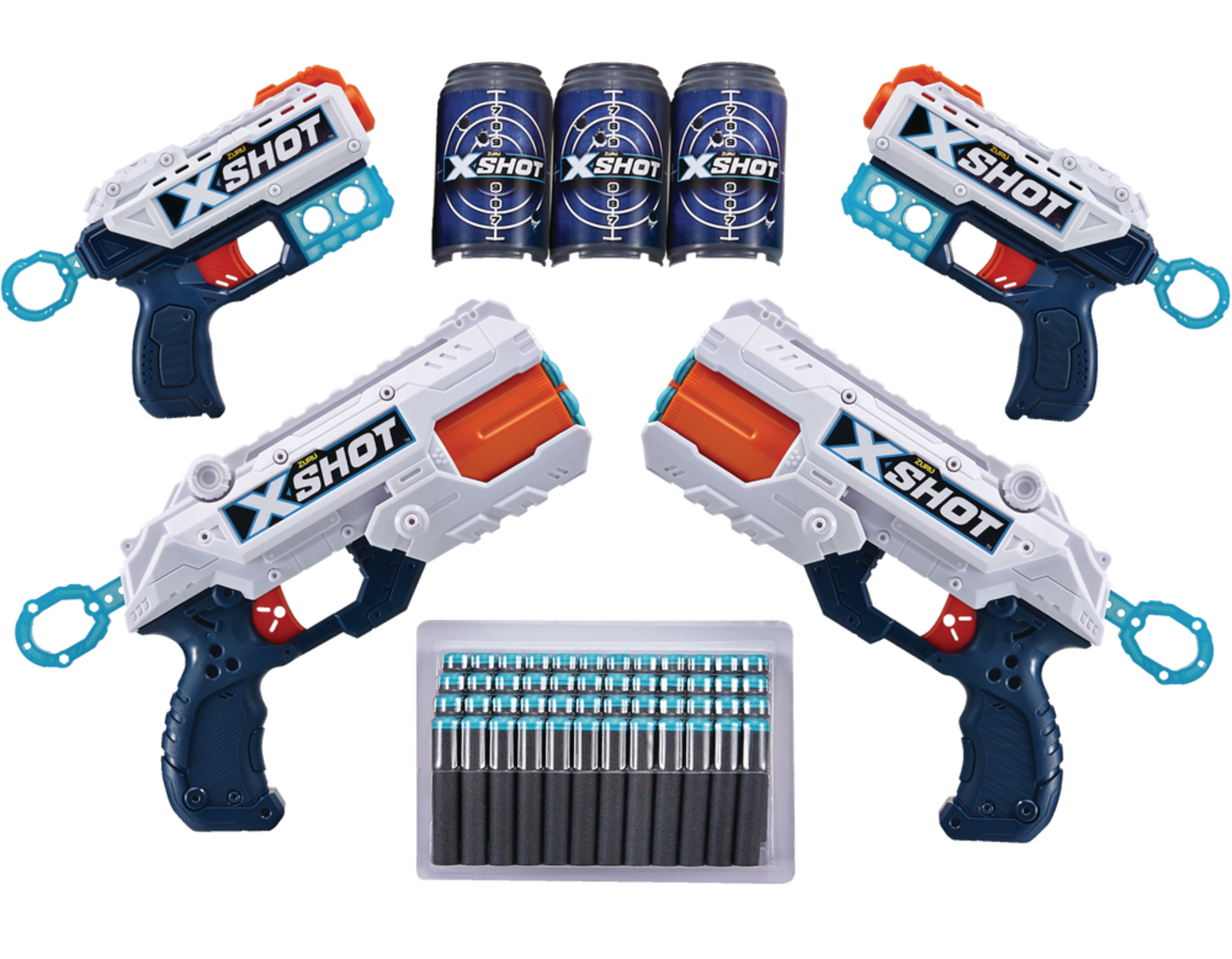ZURU X-Shot Excel Double Kickback Foam Dart Blaster Combo Pack (48 Darts, 3 Cans), Age 8+ Composite_or_Mixed
