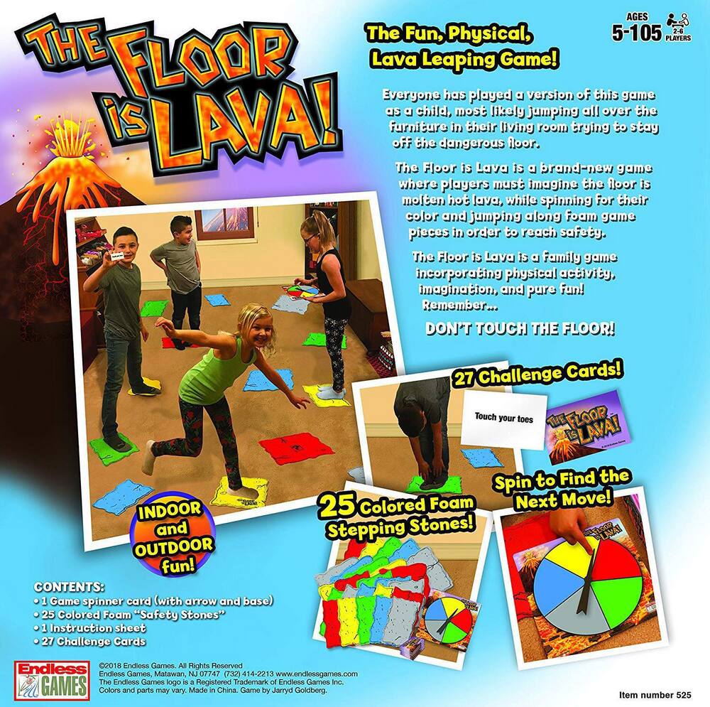 Endless Games The Floor Is Lava Interactive Indooroutdoor Floor Board Game Ages 5 Canadian 