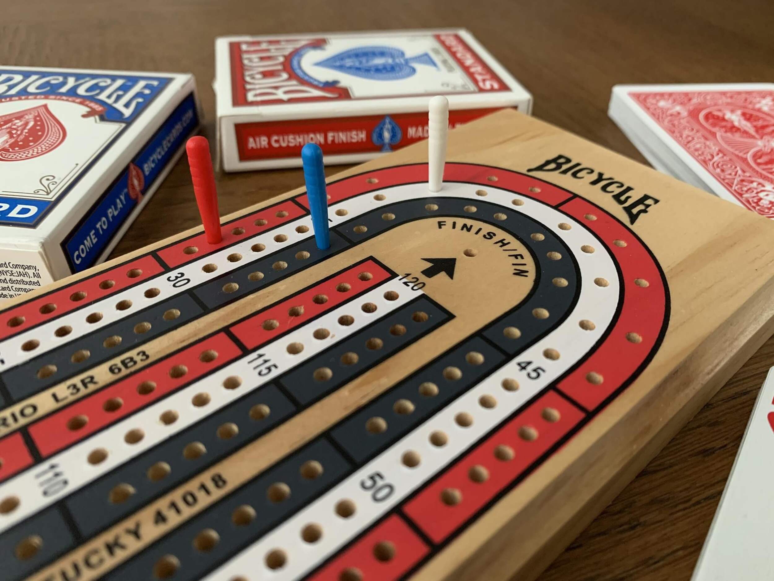 Bicycle 3Track Color Coded Wooden Cribbage Board, Ages 14+ Canadian Tire