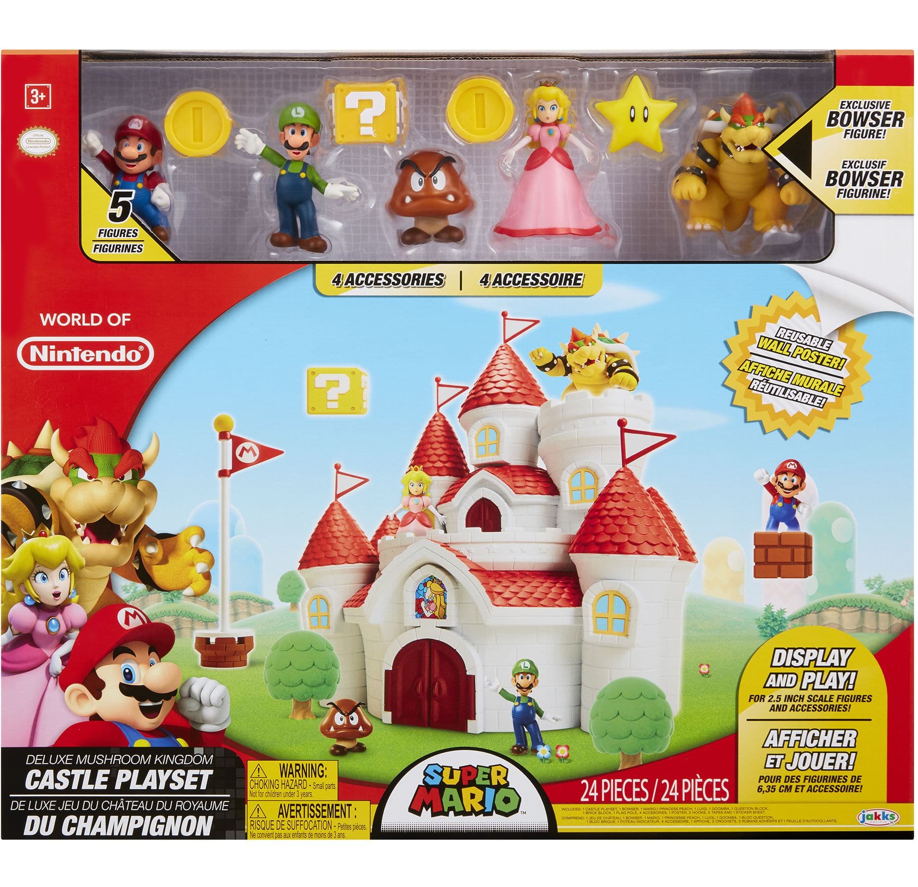 Château du Royaume Champignon avec 5 figurines Nintendo Super Mario, 3 ans  et plus